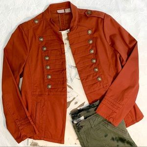 Chico’s rust color sateen military jacket